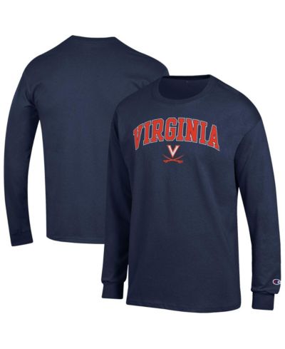 Мужская футболка Champion Navy Virginia Cavaliers Arch Over Logo с длинным рукавом
