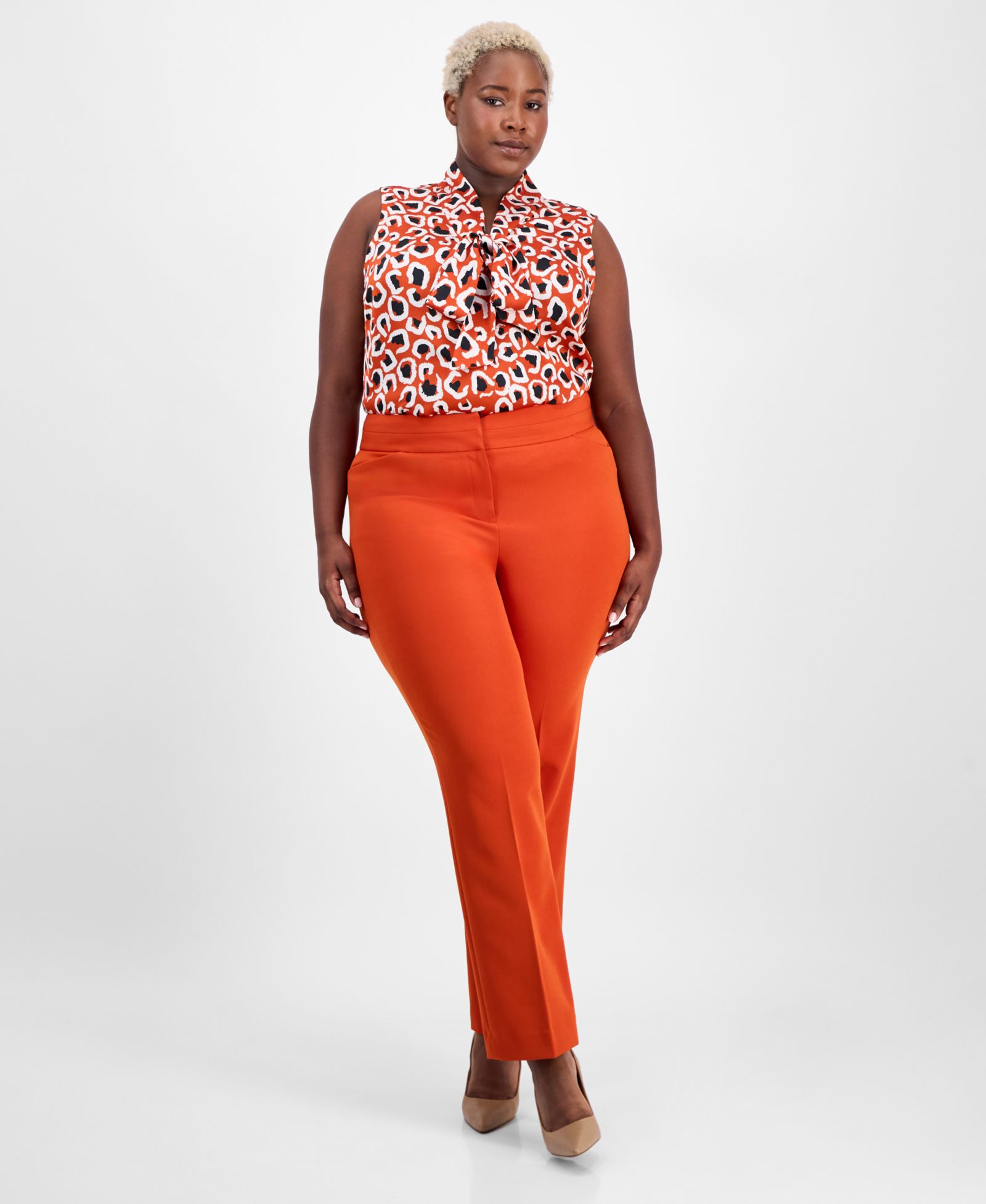 Брюки Tahari ASL Plus Size Mid-Rise Bell-Bottom