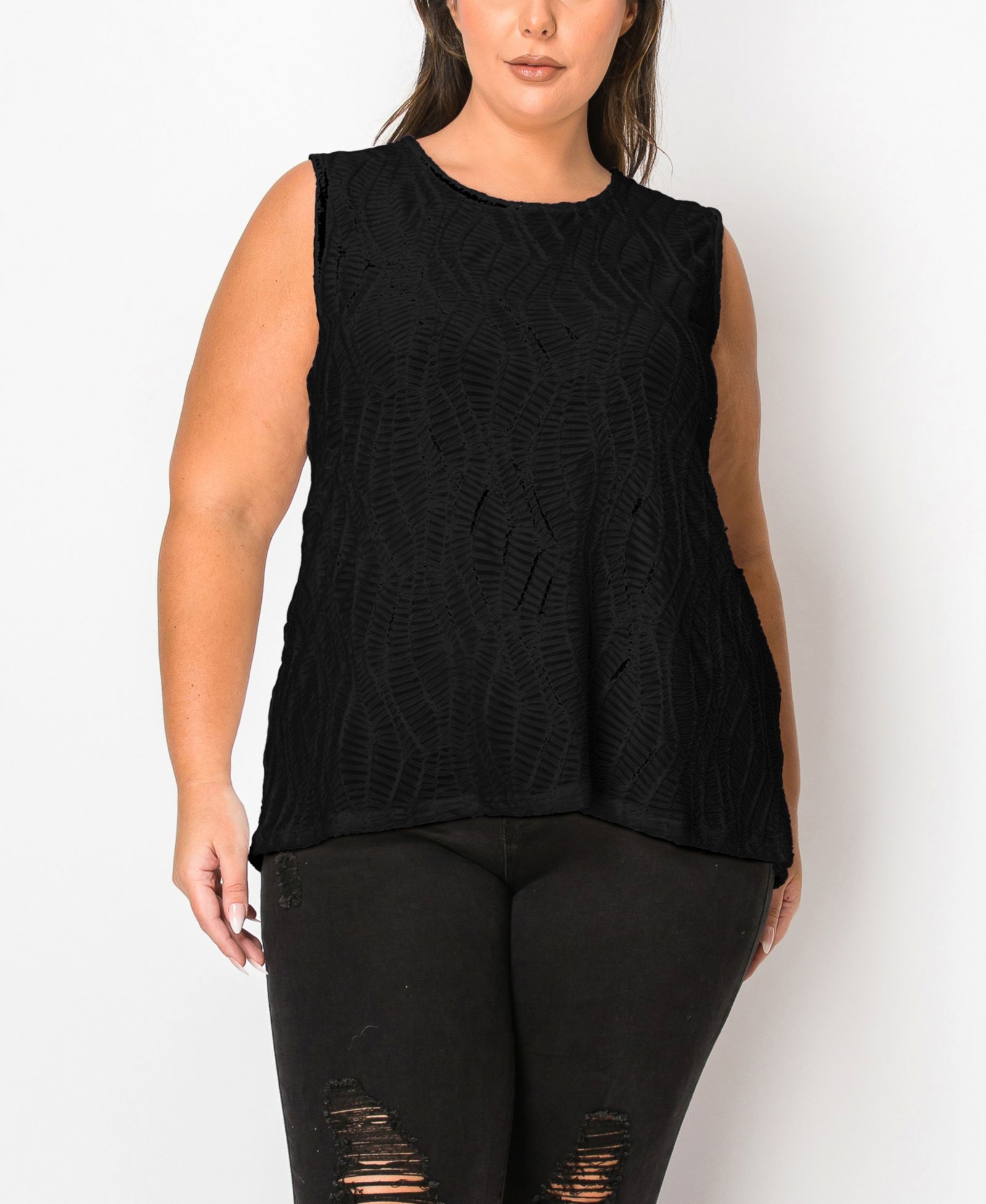 Женский топ COIN 1804 Plus Size Spiral Wave Texture Strappy Back