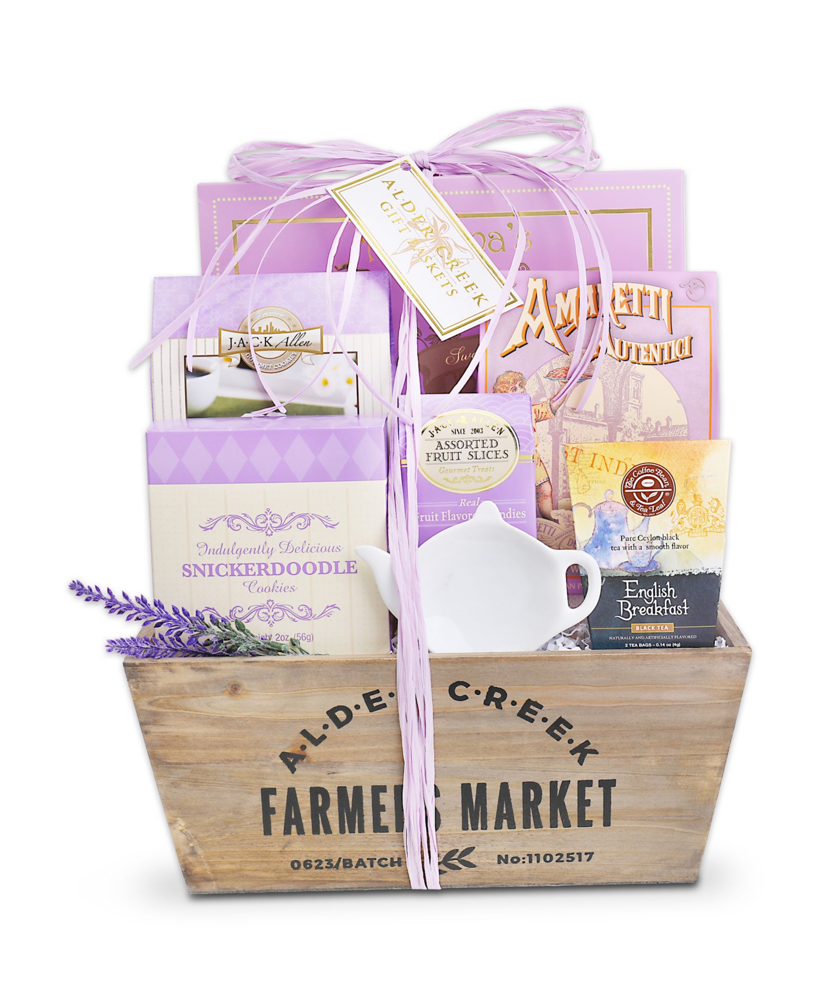 Подарочная корзина Alder Creek Gift Baskets Time for Tea Lavender, 8 предметов