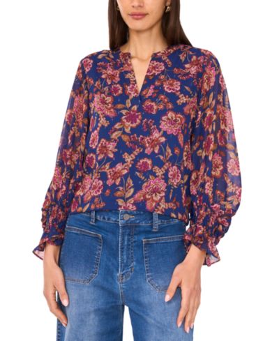 Женский блузка Vince Camuto Split-Neck Long-Sleeve