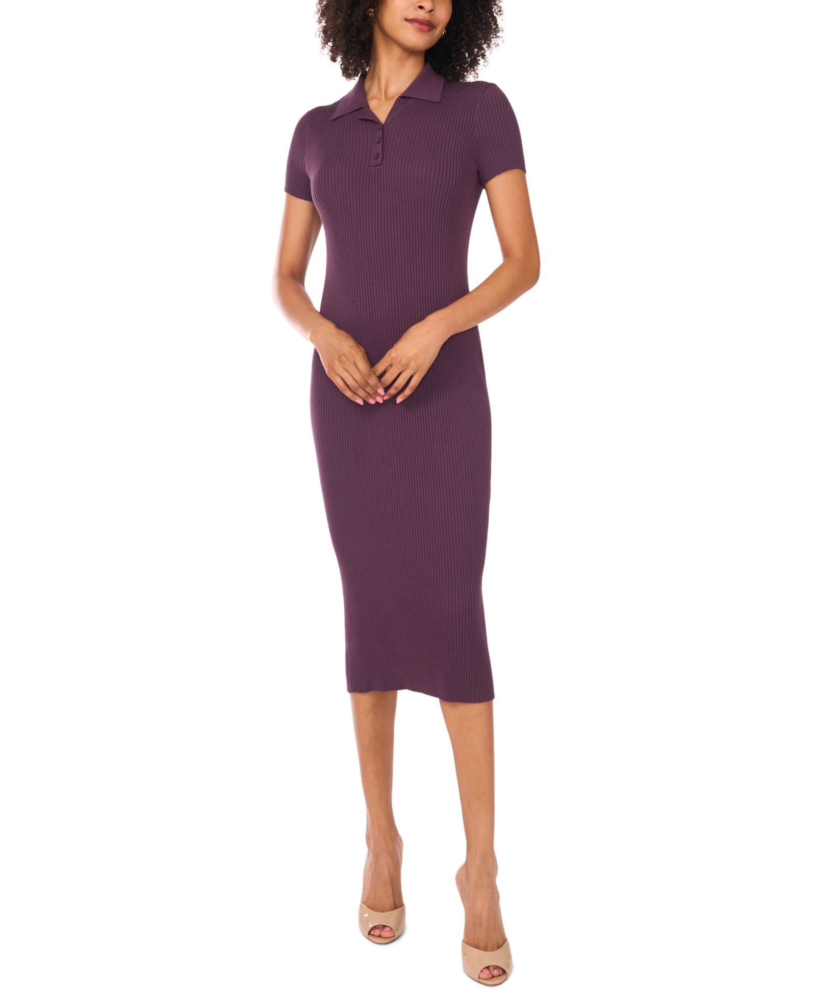 Vince Camuto Women's Solid-Color Collar Short-Sleeve Dress