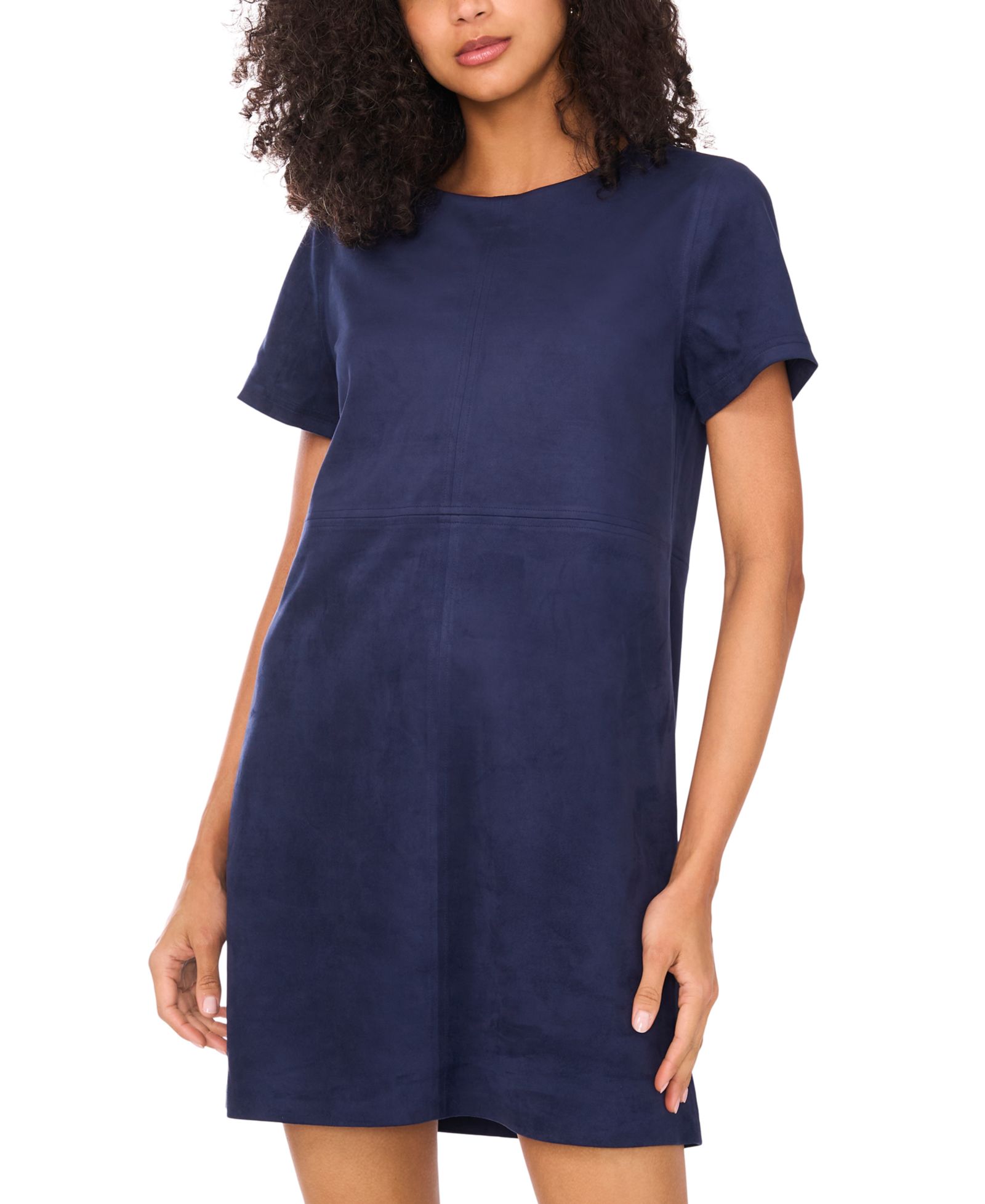 Vince Camuto Women's Faux-Suede Seamed-Panel Shift Mini Dress