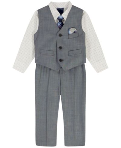 Комплект из 4 предметов Nautica Baby Boys' Blue Deco Sharkskin: рубашка, галстук, брюки и жилет