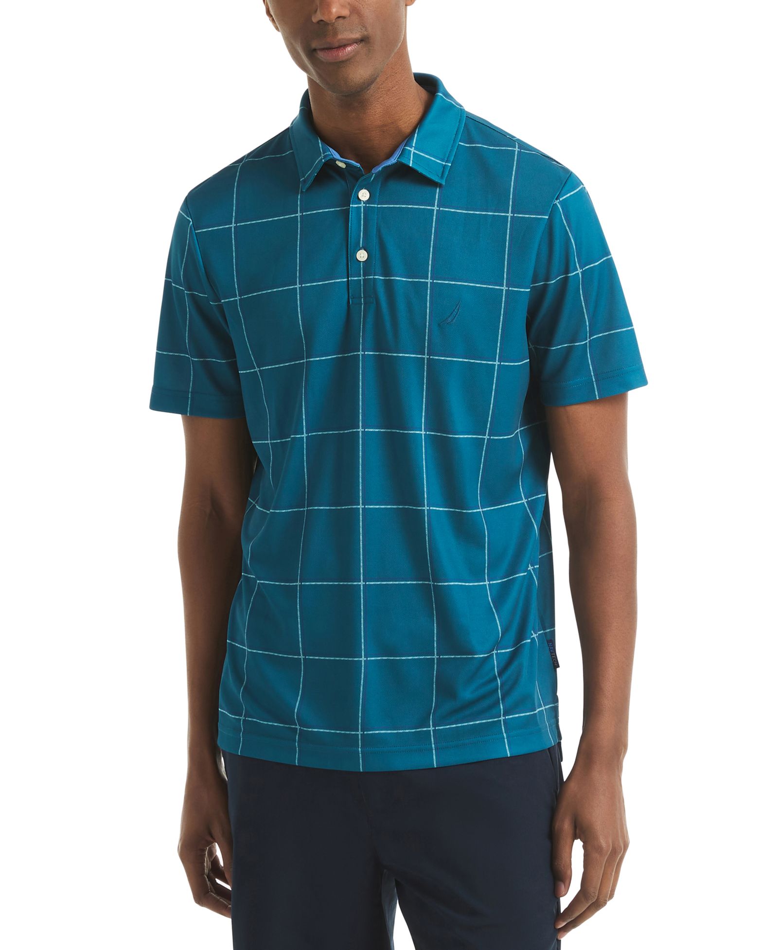 Nautica Men's Short Sleeve Windowpane Golf Polo Shirt