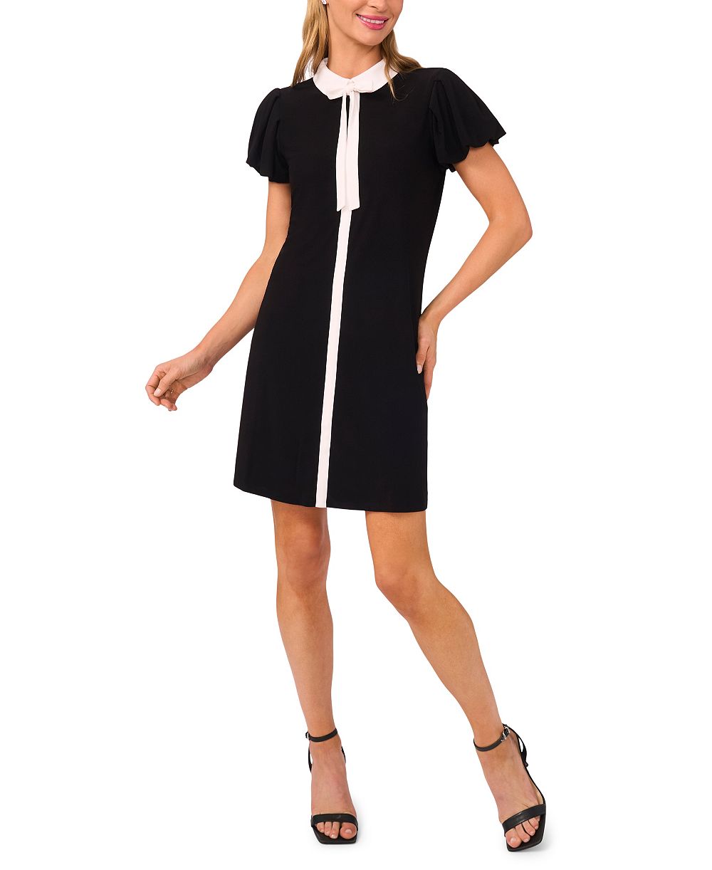 CeCe Women's Tie Front Puff Sleeve Dress
