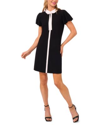 CeCe Women's Tie Front Puff Sleeve Dress