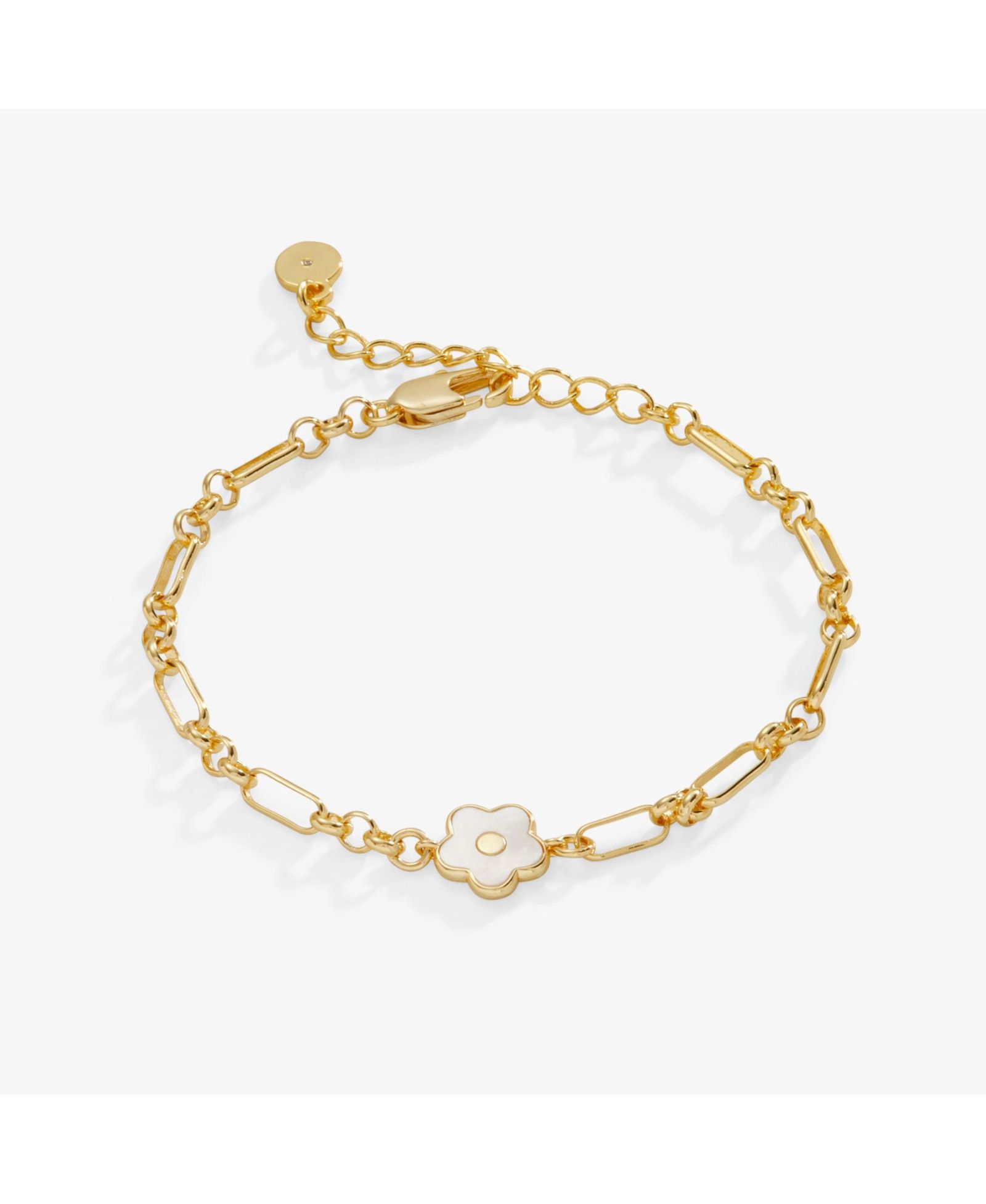 Mother Of Pearl Daisy Charm Chain Bracelet