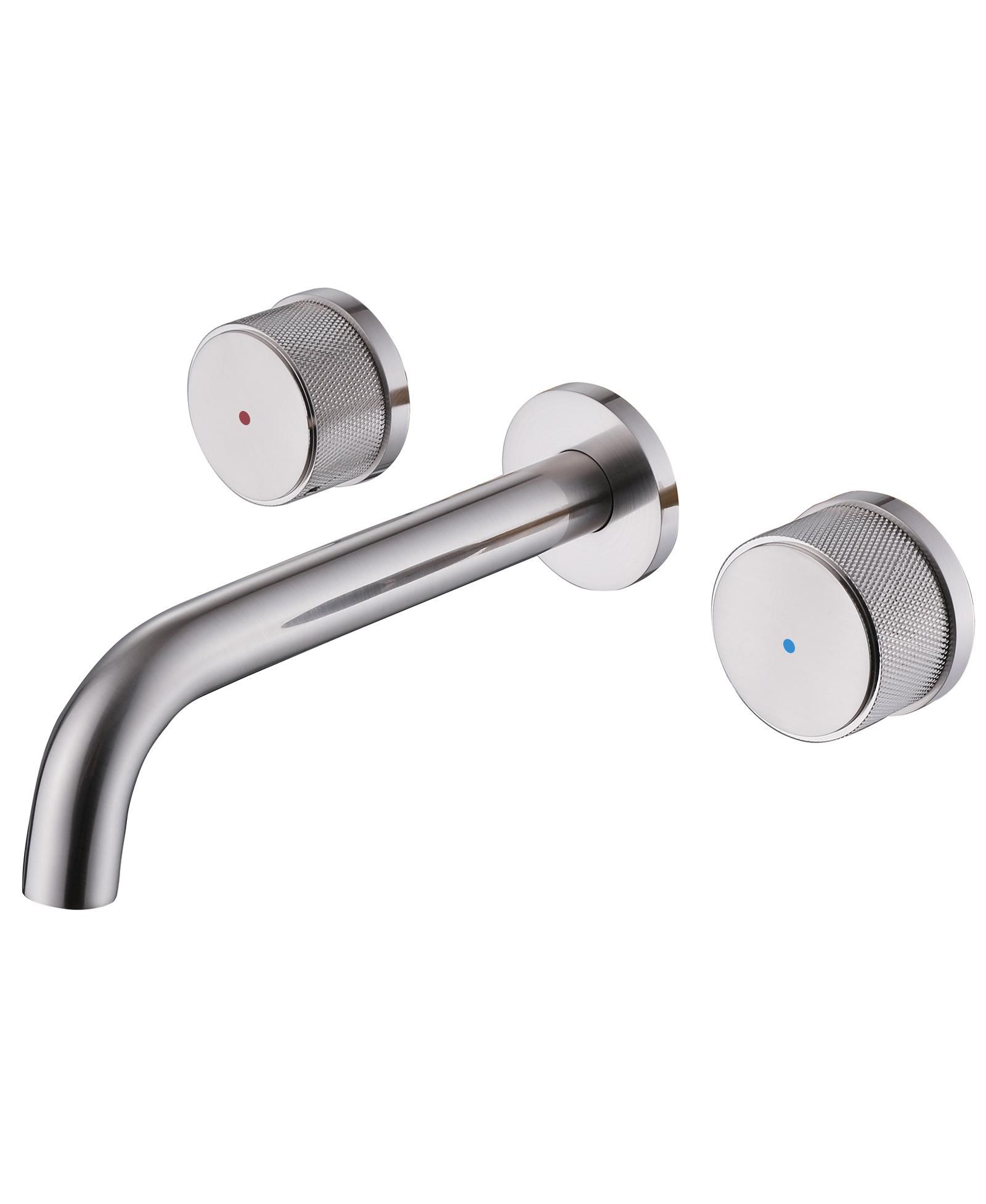Greenspring Two-Handle Wall-Mounted Bathroom Sink Faucet in Brushed Gold Finish