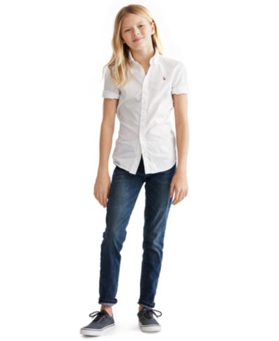 Верх Polo Ralph Lauren Girls' 7-16 Short-Sleeve Solid Oxford