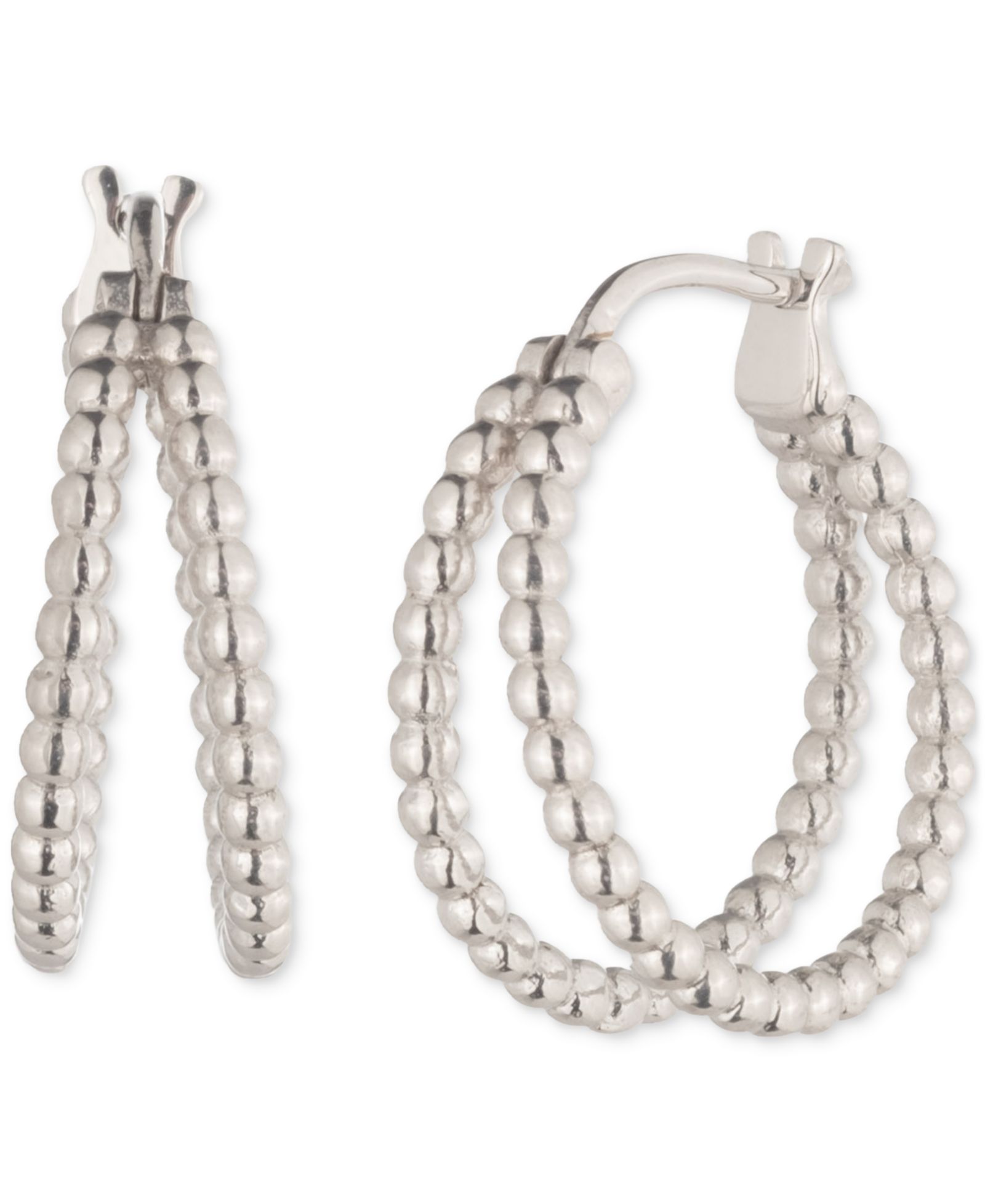 Lauren Ralph Lauren Sterling Silver Bead Split Hoop Earrings