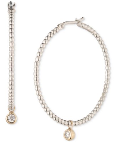 Серьги-кольца Lauren Ralph Lauren с двухцветным цирконием и бусинами