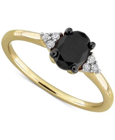 Black Diamond Oval Engagement Ring (1 ct. t.w.) in 14k Gold