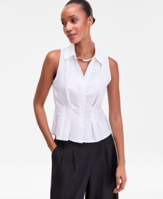 I.N.C. International Concepts Women's Sleeveless Collared Linen Button-Down Shirt, Macy's Exclusive