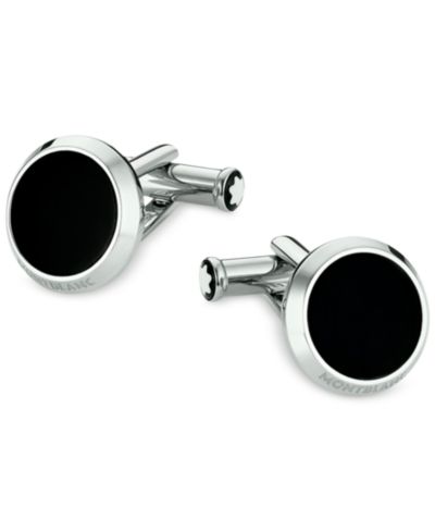 Мужские запонки Montblanc Meisterstück Steel и Black Onyx 112896