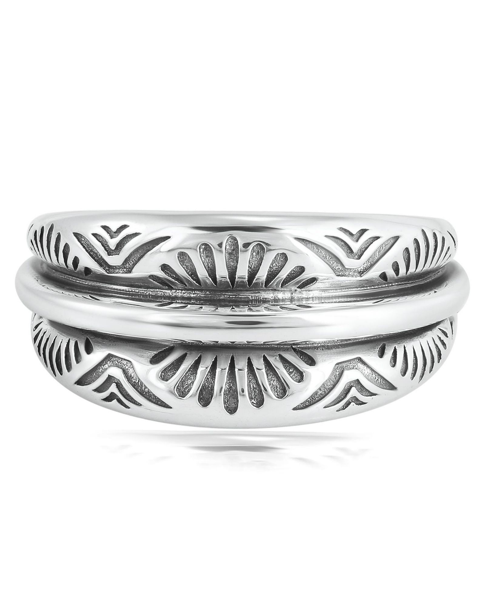 Кольцо American West Jewelry Sterling Etched Fan Tapered Ring, Size 11