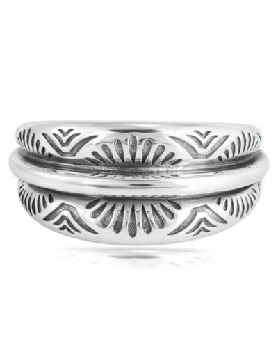 Кольцо American West Jewelry Sterling Etched Fan Tapered Ring, Size 11