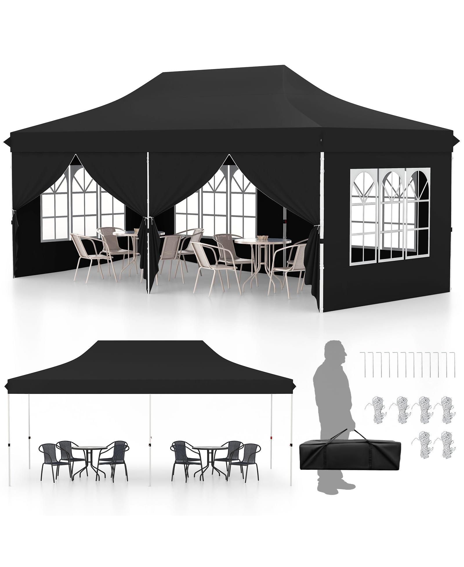 Mecale Pop up Canopy 10 x 20 Feet с 6 боковыми окнами и сумкой для переноски