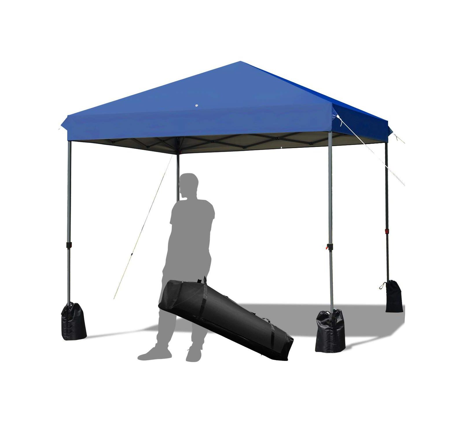 8 x 8 Feet Outdoor Pop-up Canopy Tent with Portable Roller Bag and Sand Bags