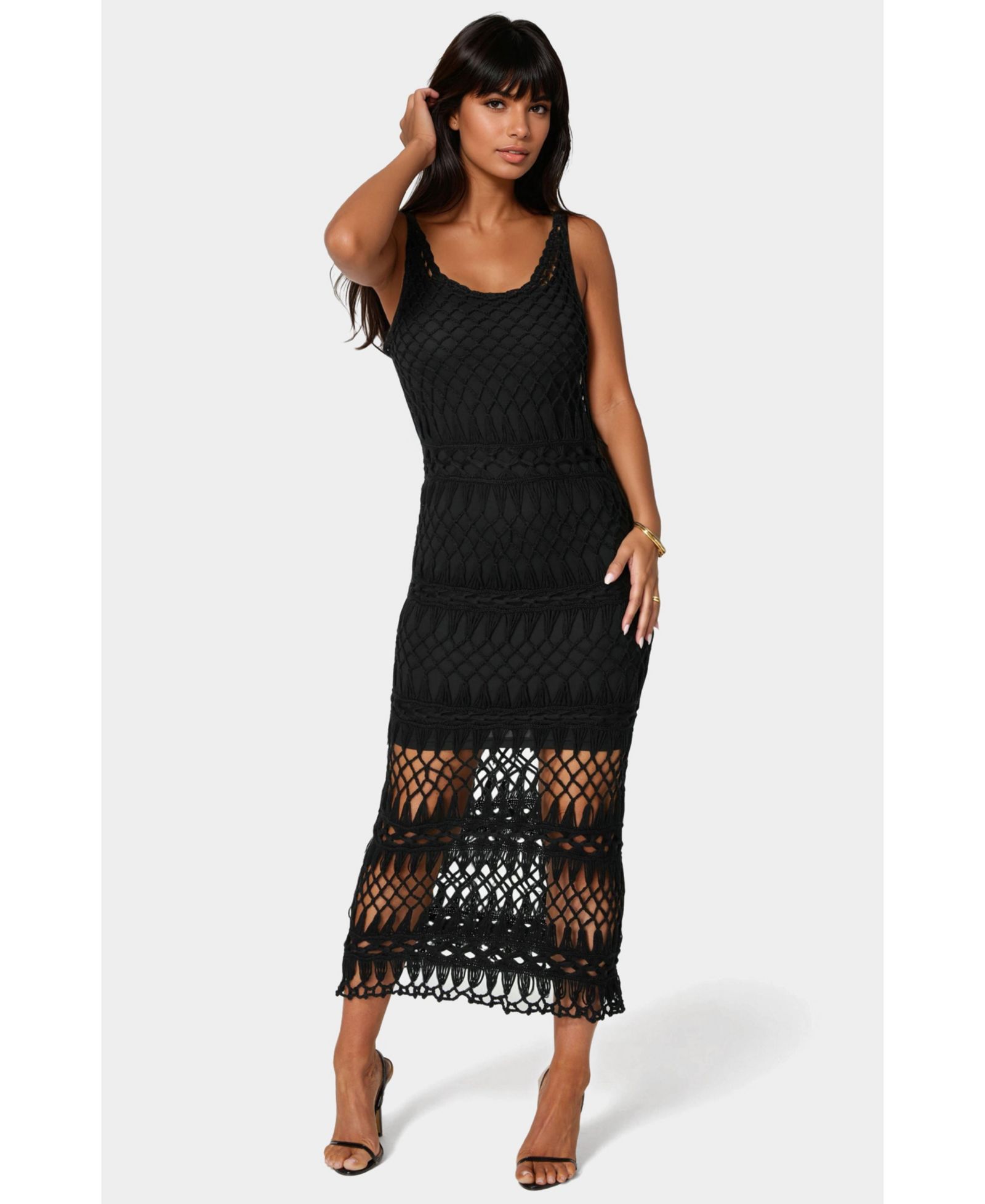 Bebe Women's Geo Crochet Tank Maxi
