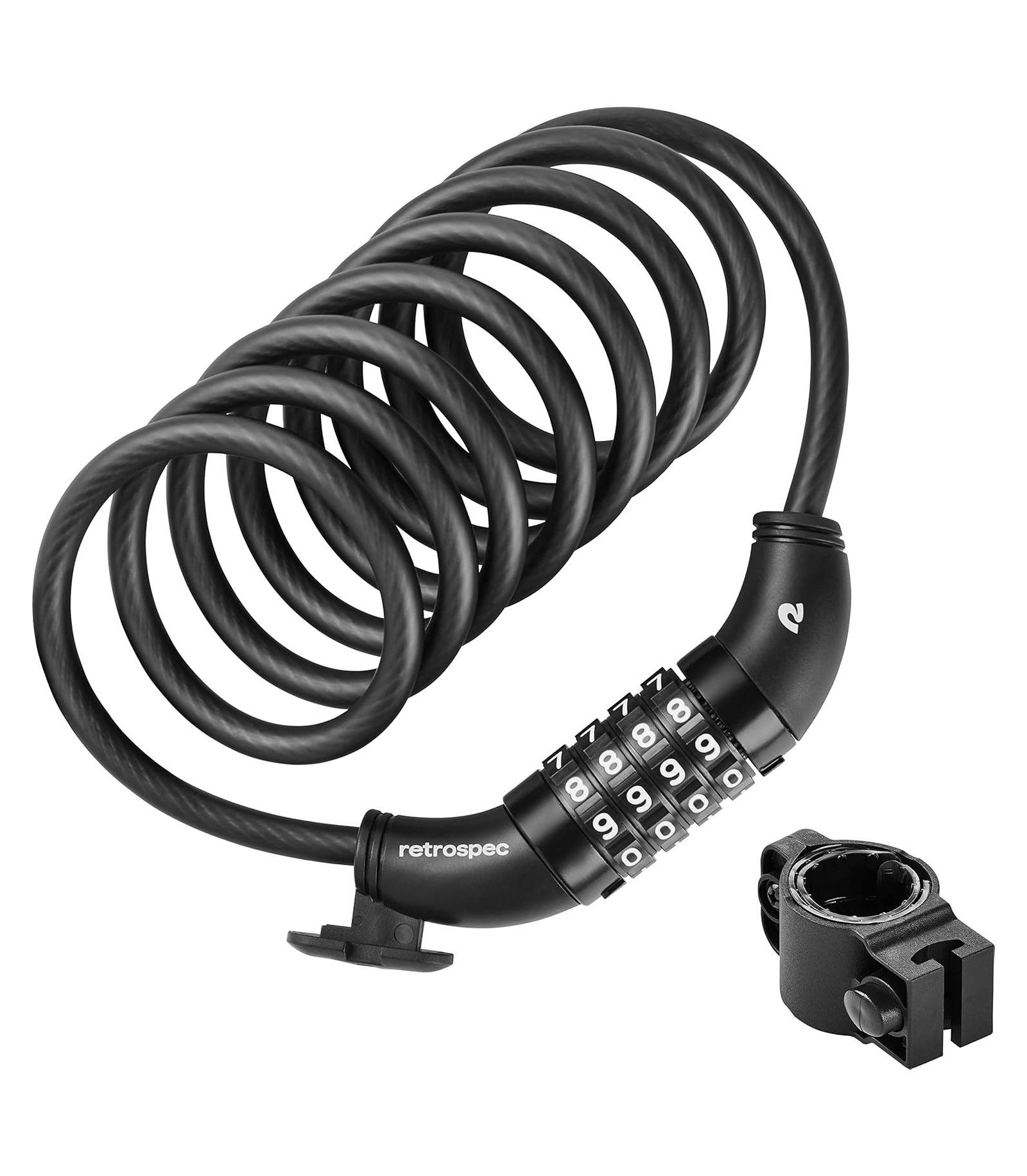 Urbanmax Bike Combination Lock - Heavy Duty Anti-Theft Cable Lock With 5-Digit Custom Combo - 6 Foot Coiled Cut Resistant Cable and Mounting Bracket