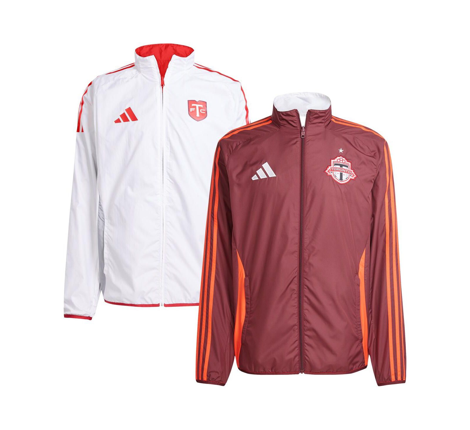 Adidas Men's Red/White Toronto FC 2025 Anthem Reversible Full-Zip Jacket