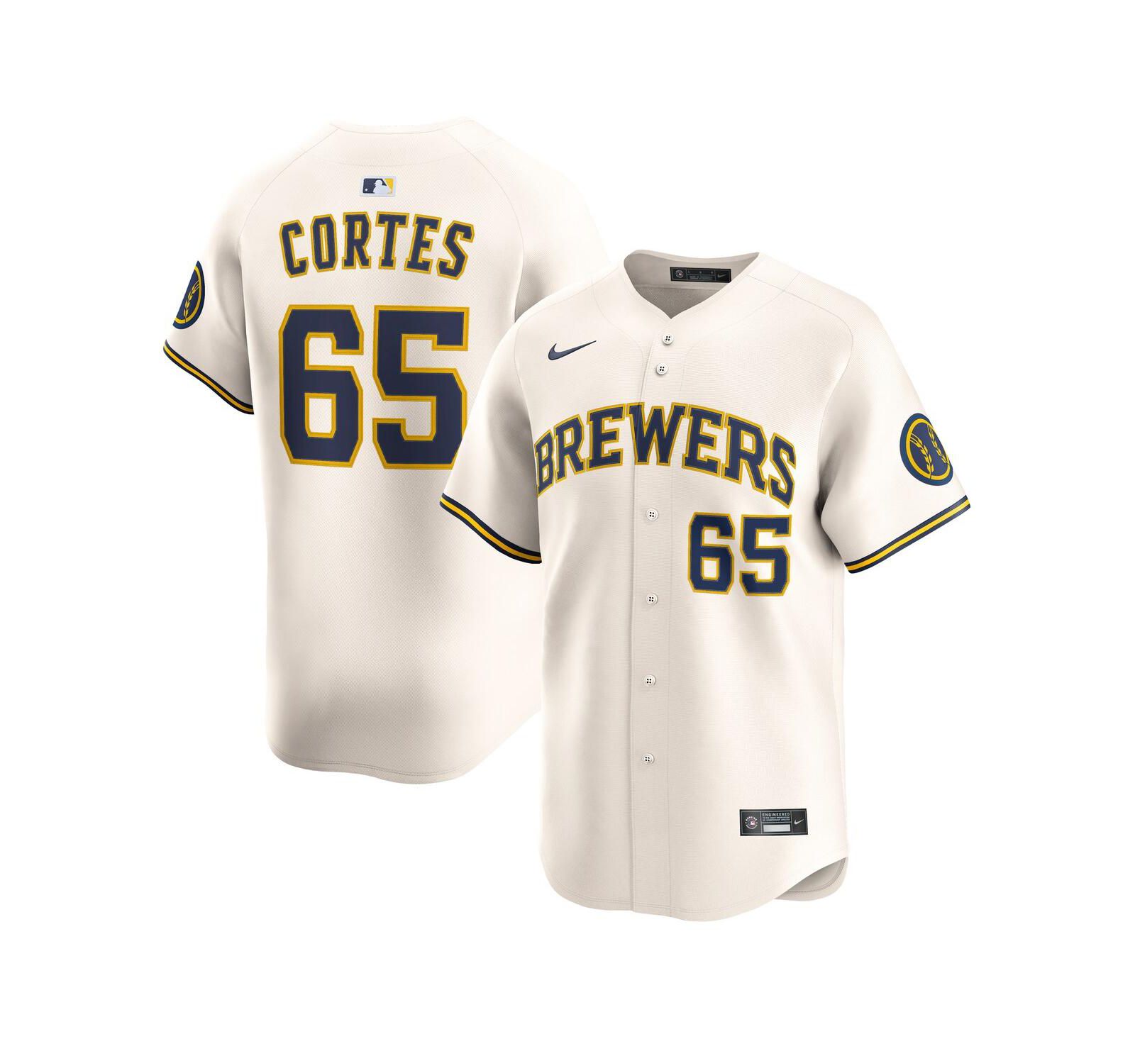 Мужская джерси Nike Nestor Cortes Milwaukee Brewers Home Limited