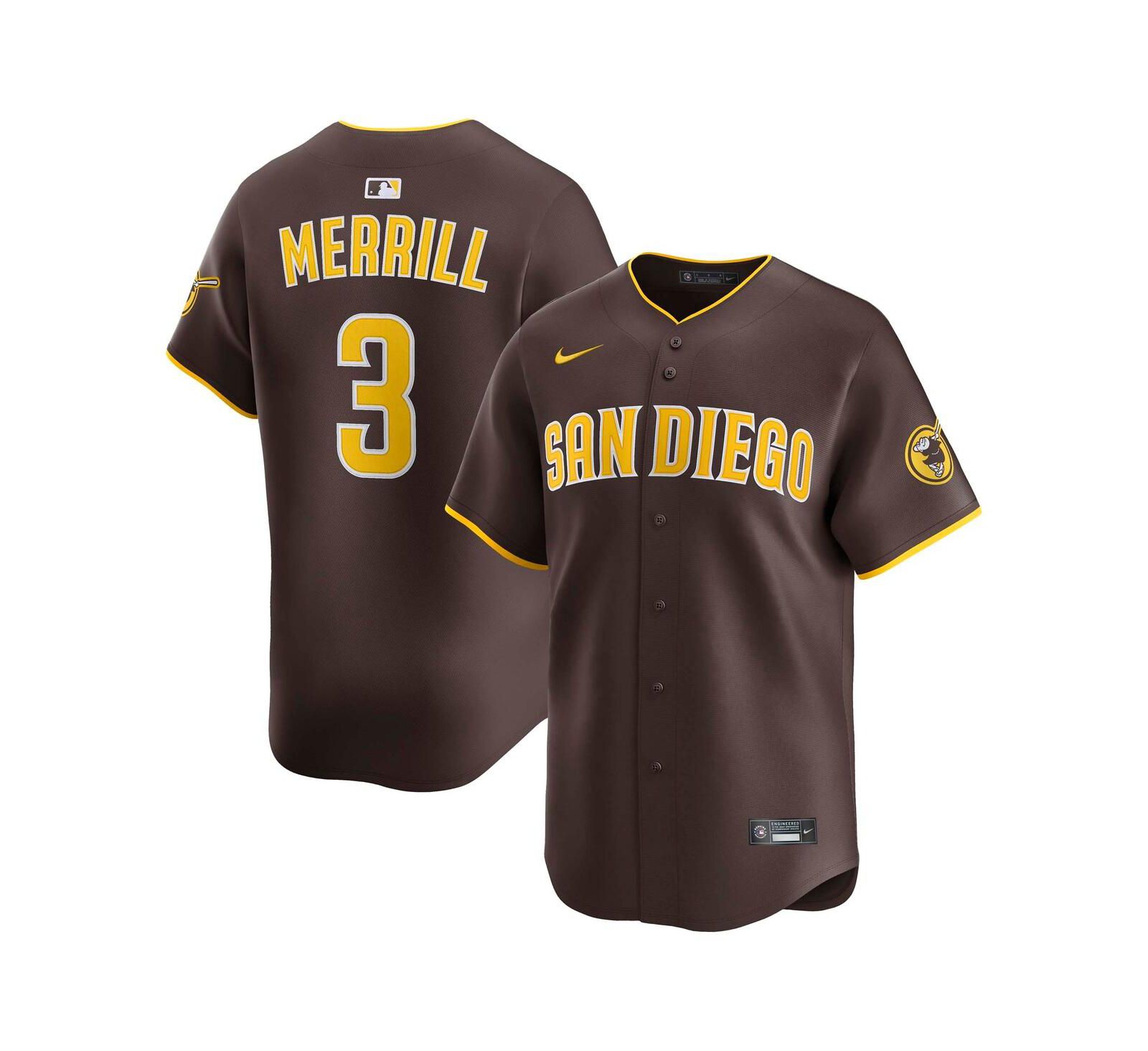 Nike Men's Jackson Merrill Brown San Diego Padres Road Limited Jersey