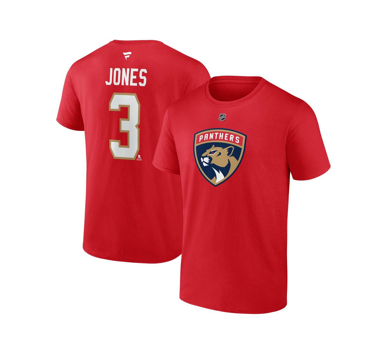 Мужская футболка Fanatics Seth Jones Red Florida Panthers Authentic Stack Name & Number