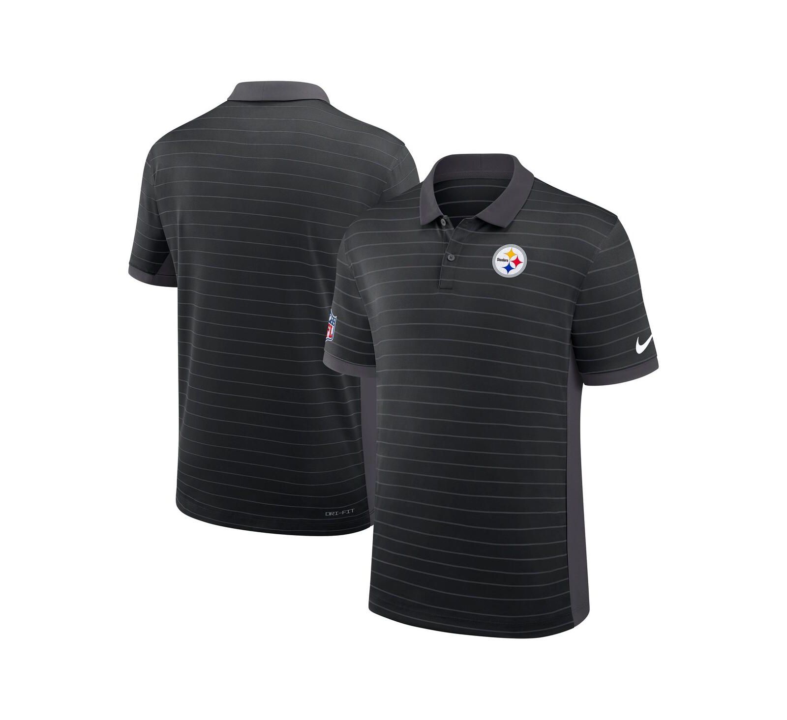 Nike Men's Black Pittsburgh Steelers Sideline Victory Stripe Performance Polo Shirt