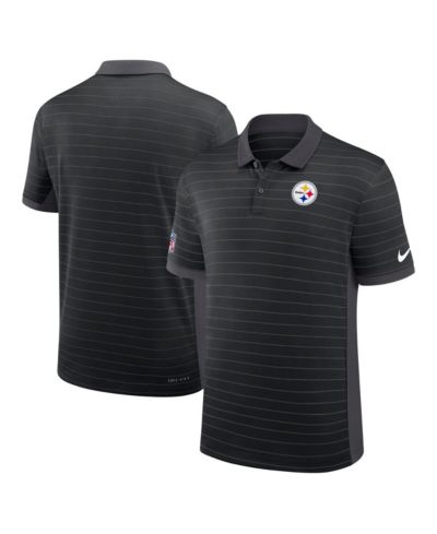 Nike Men's Black Pittsburgh Steelers Sideline Victory Stripe Performance Polo Shirt