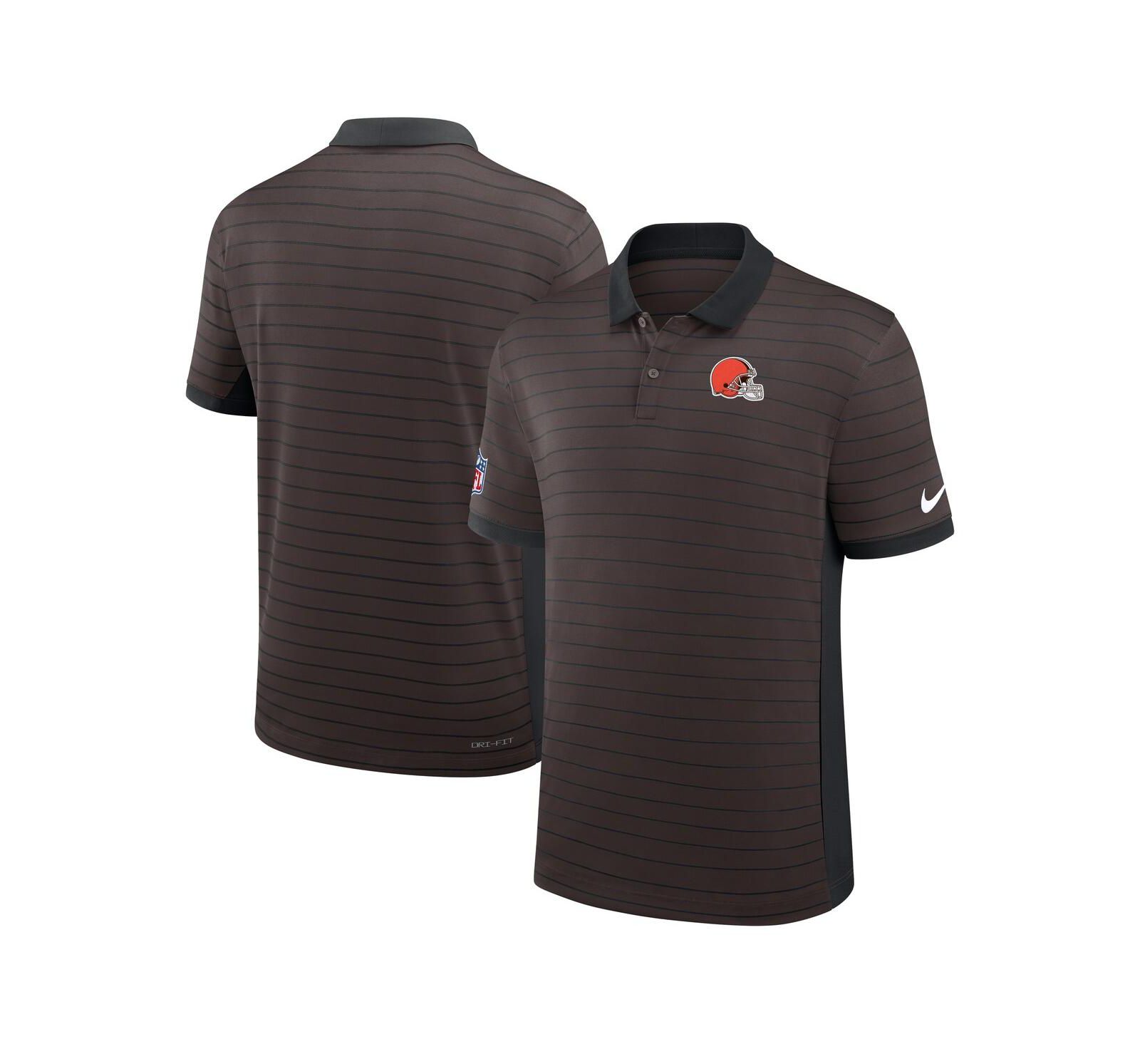 Мужская рубашка Nike Brown Cleveland Browns Sideline Victory Stripe Performance Polo Shirt