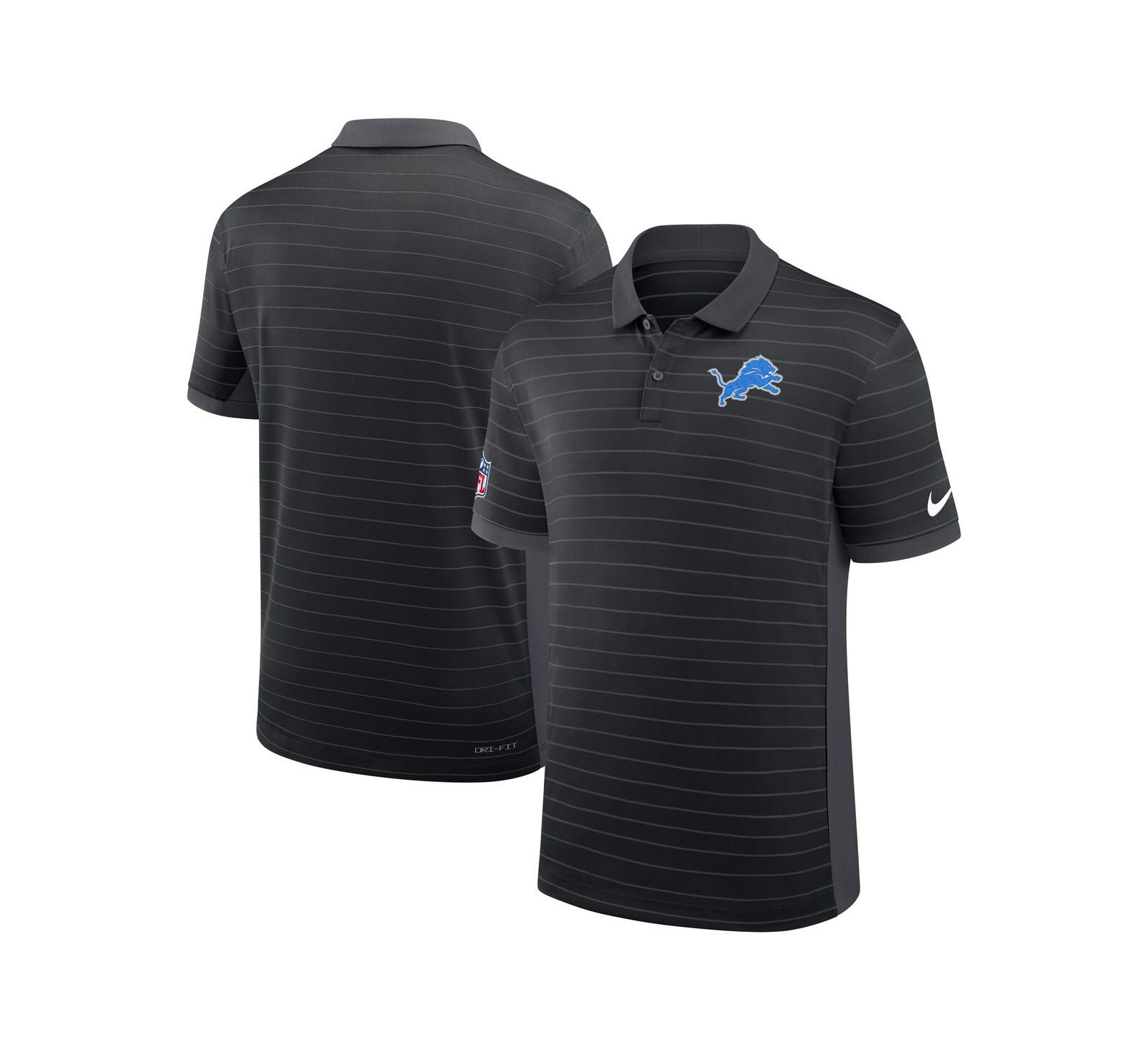 Nike Men's Black Detroit Lions Sideline Victory Stripe Performance Polo Shirt