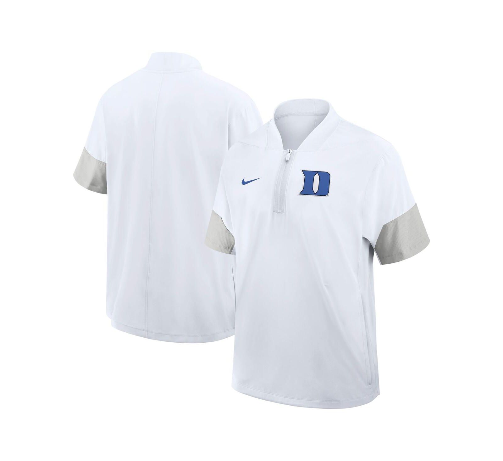 Nike Men's White Duke Blue Devils 2025 Sideline Short Sleeve Quarter-Zip Coach Jacket