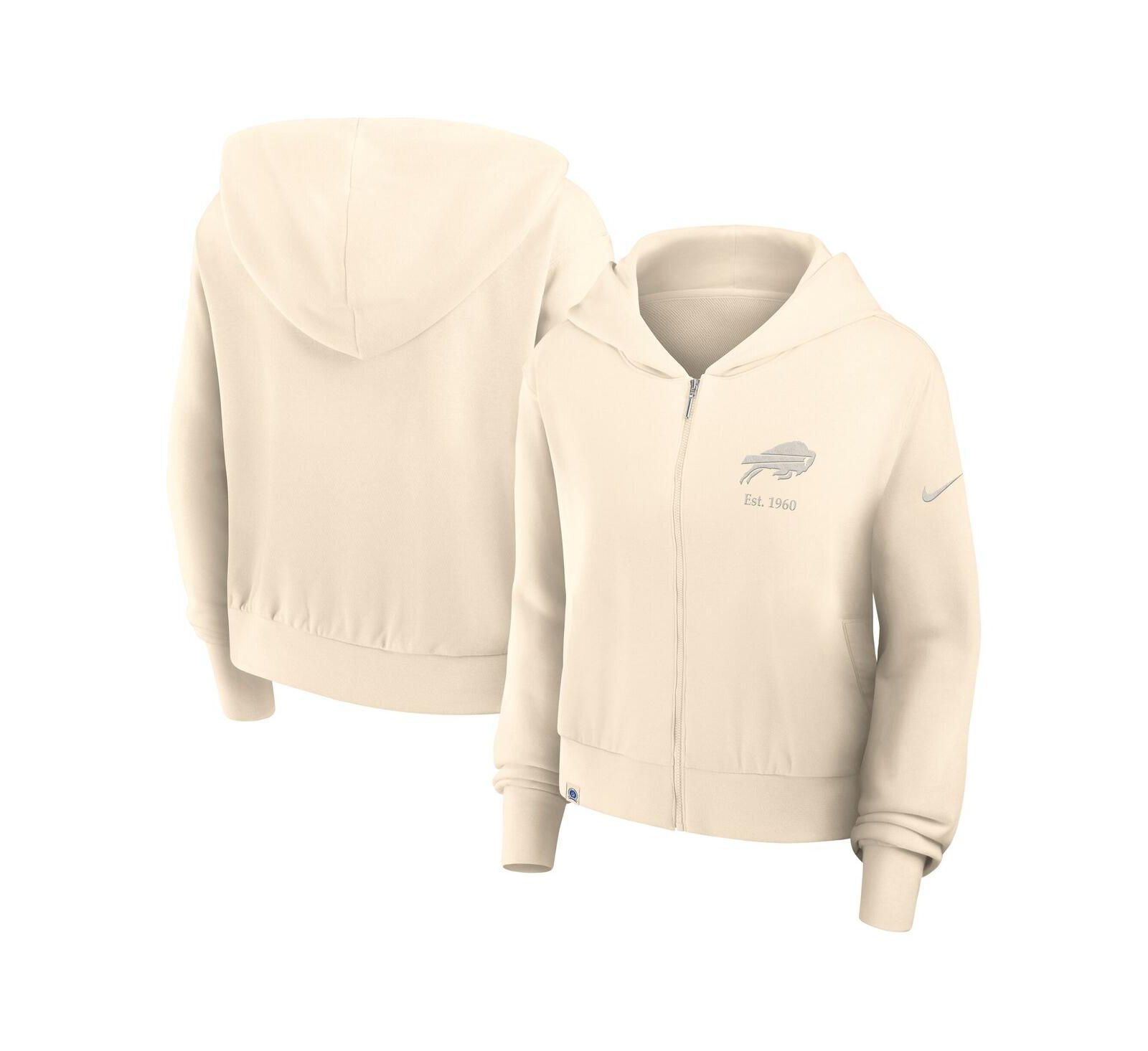 Nike Женское укороченное худи на молнии Buffalo Bills Glory цвета Cream