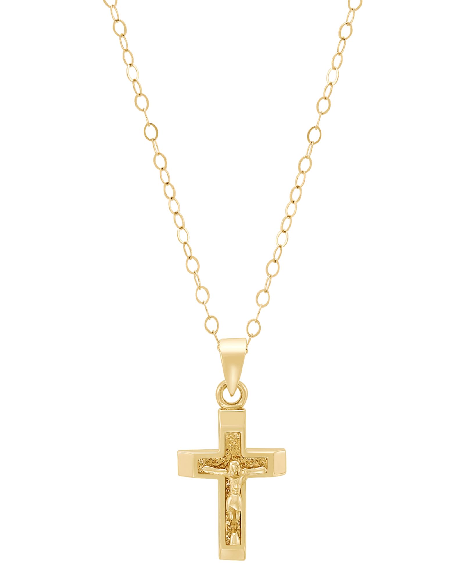 Подвеска-крест Crucifix Raised Christ из золота 14k, 15"