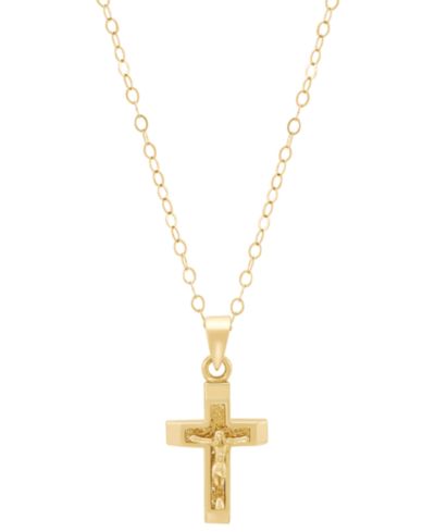 Подвеска-крест Crucifix Raised Christ из золота 14k, 15"