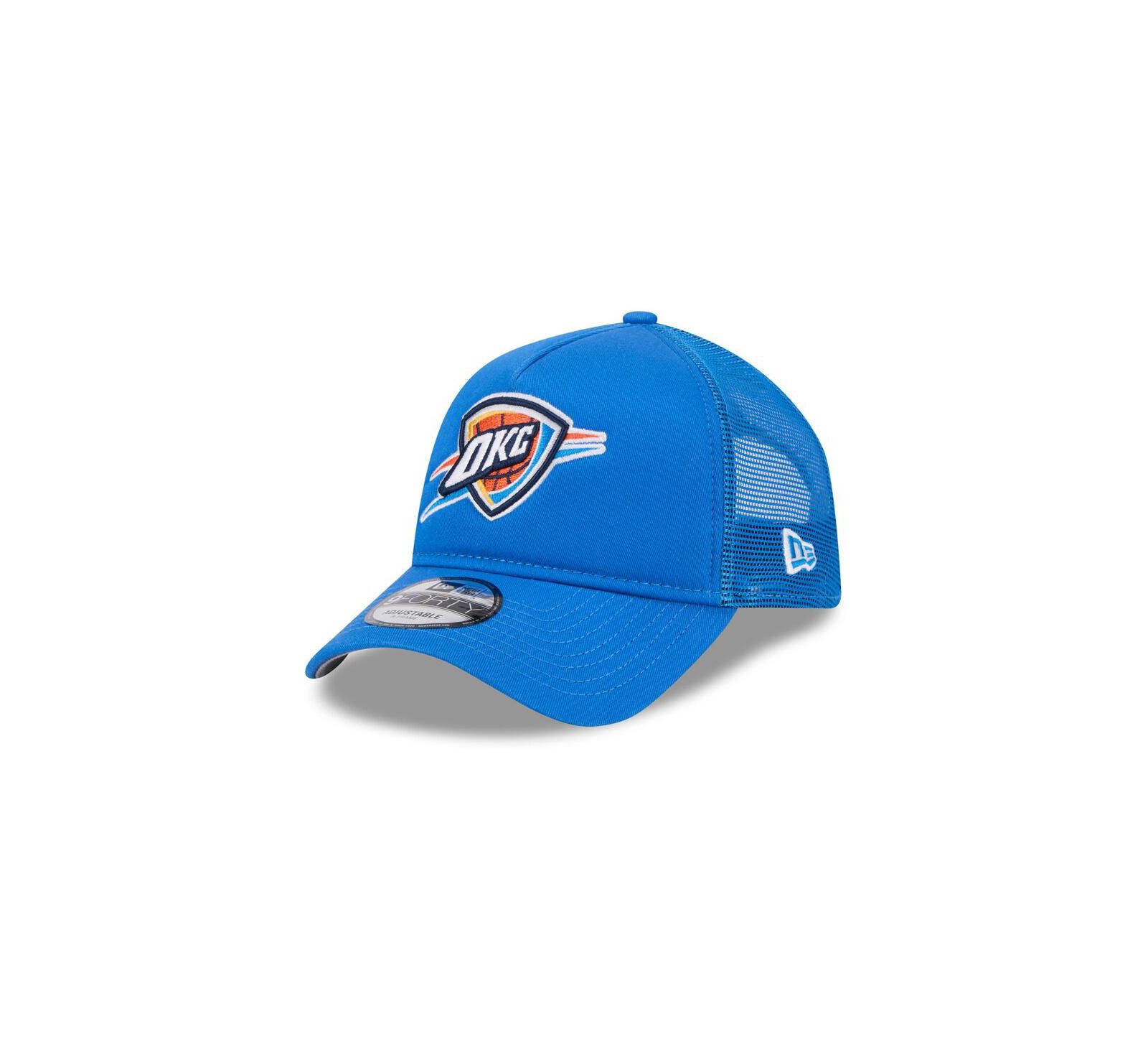 Мужская кепка New Era Blue Oklahoma City Thunder Core Logo Foam Front A-Frame 9FORTY Adjustable Trucker