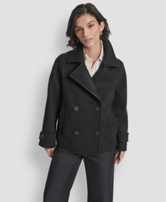 DKNY Women's Short Double Breasted Collared Coat