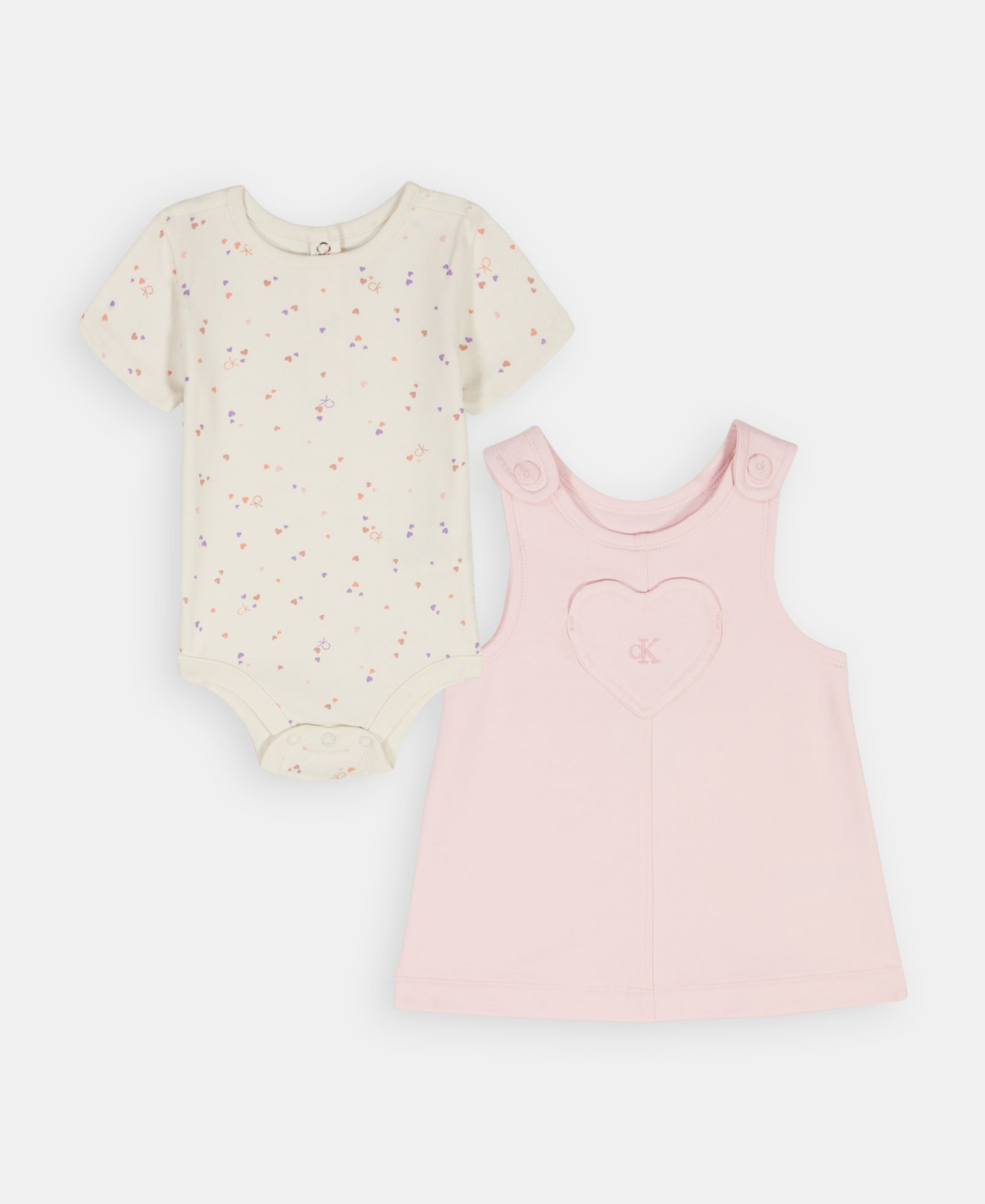 Calvin Klein Baby Girls' Printed Bodysuit and Applique Detail Skirtall, 2-Piece Set