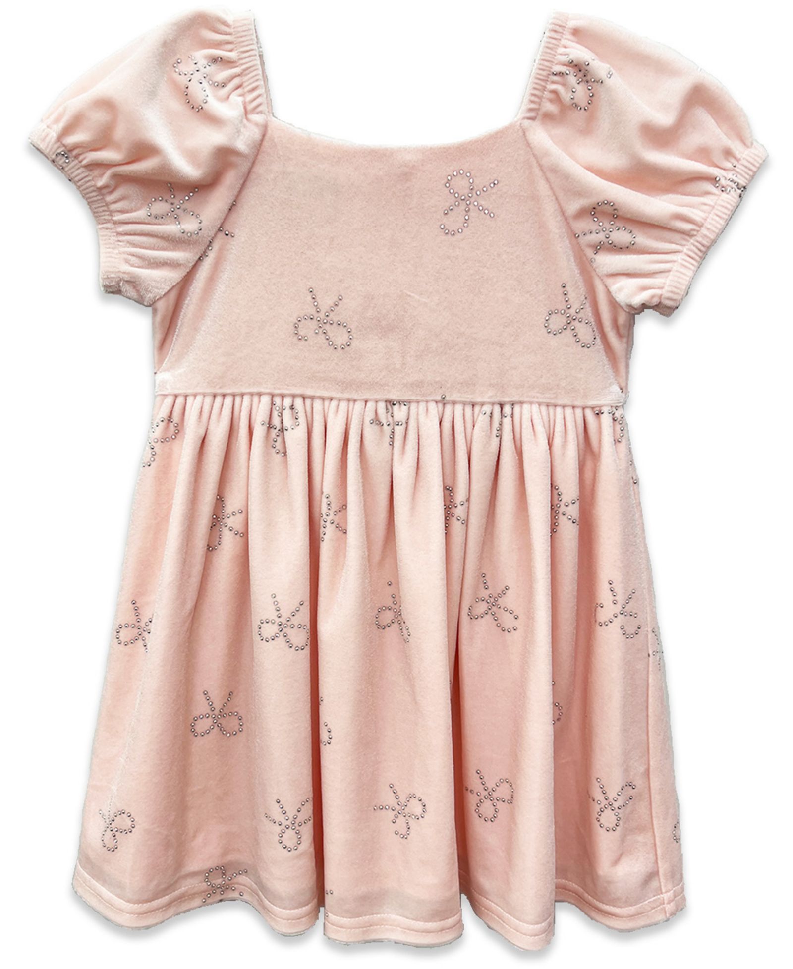 Blueberi Boulevard Детское Puff Sleeve Stretch Velvet Bow Dress