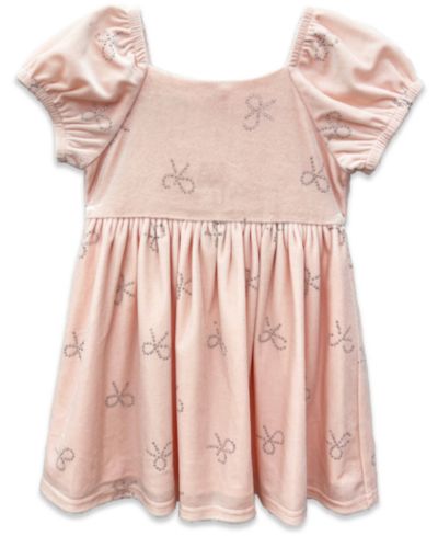 Blueberi Boulevard Детское Puff Sleeve Stretch Velvet Bow Dress