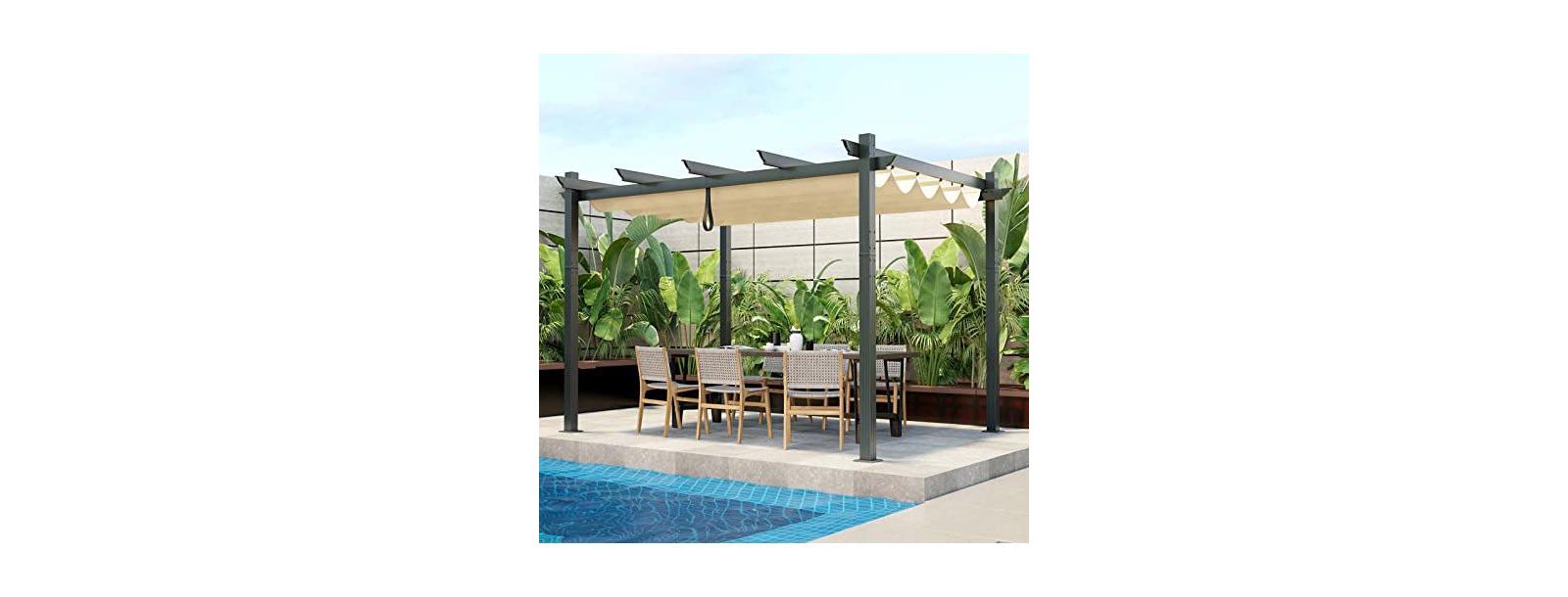 Пергола Mecale Outdoor Aluminum Retractable Canopy Shelter Grape Trellis 10 x 12 Feet