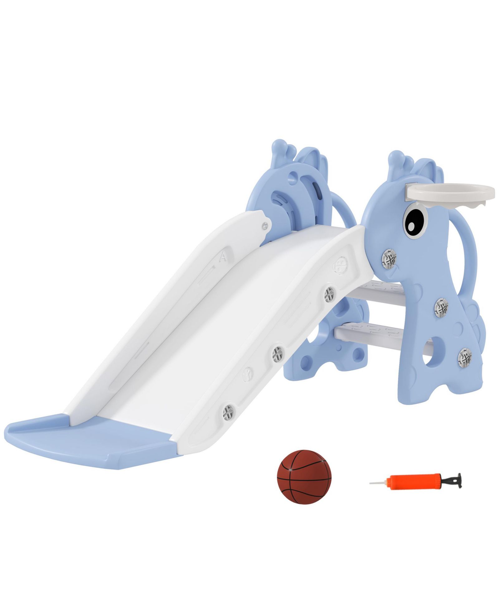 Qaba Kids Slide with Climber and Basketball Hoop, 3-in-1 Baby Slide,