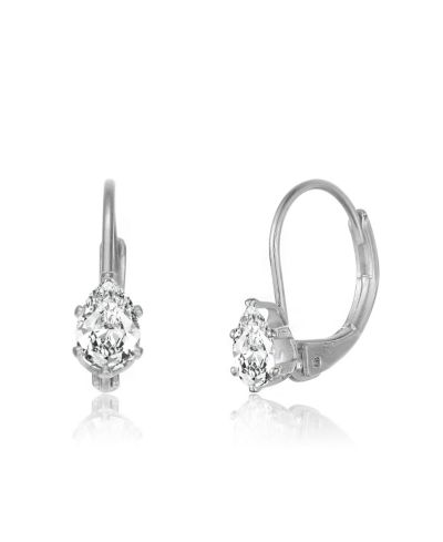 Серьги Genevive Sterling Clear Oval Cubic Zirconia Leverback