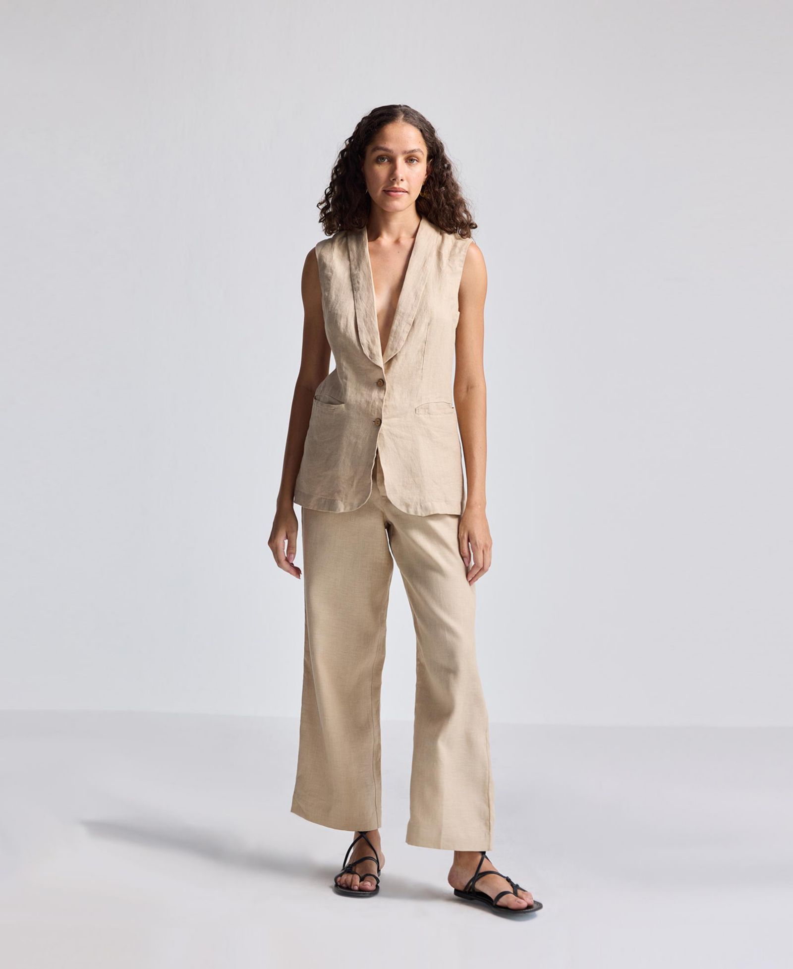 Reistor Women's Sleeveless Hemp Jacket Set
