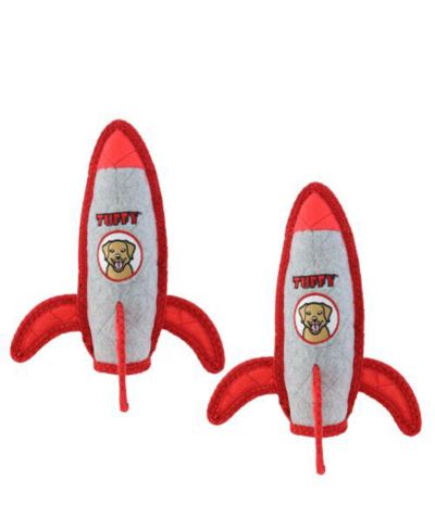 Tuffy Transportation Rocket, 2-Pack, Durable Plush Dog Toy