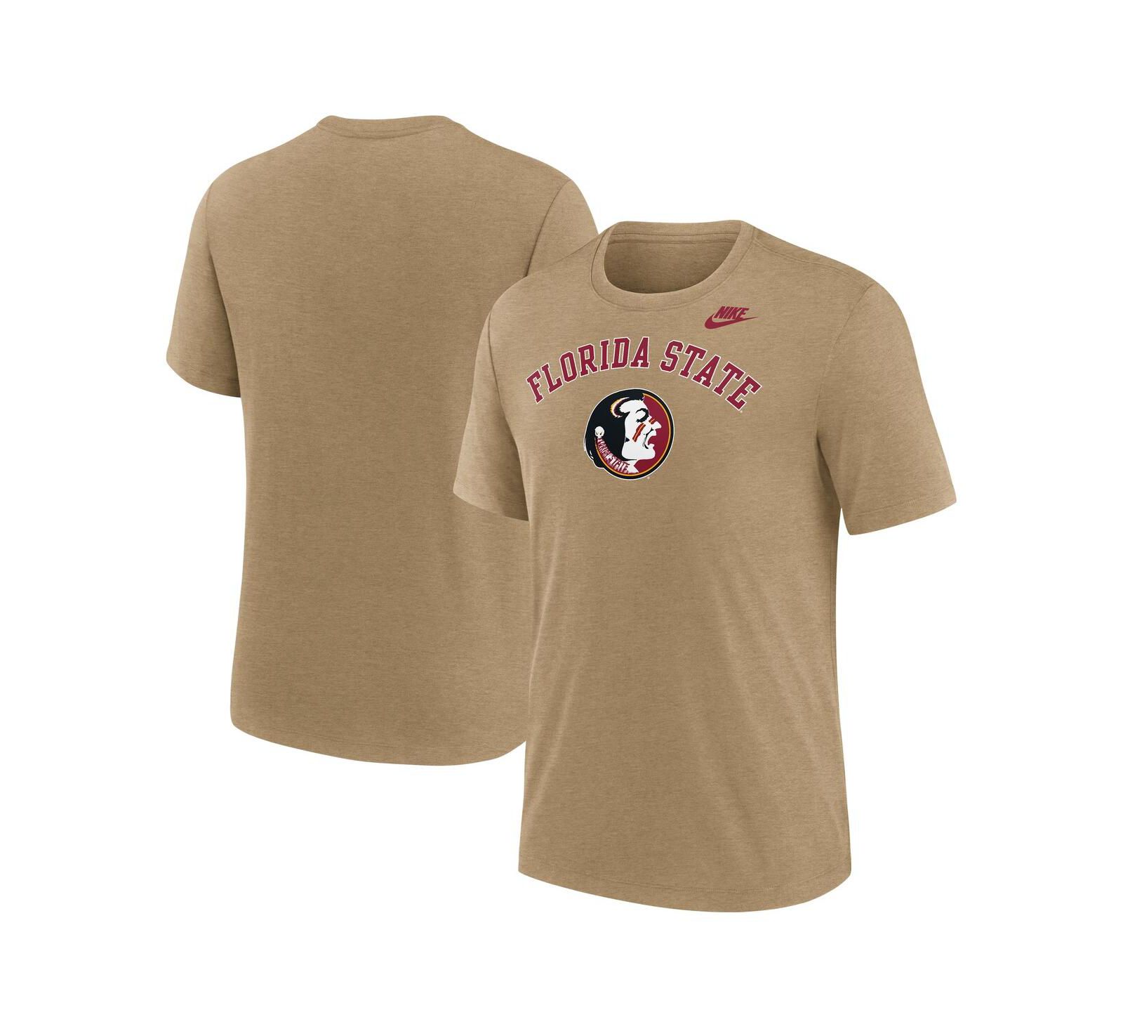 Nike Men's Heather Light Brown Florida State Seminoles Legacy Arch Tri-Blend T-Shirt
