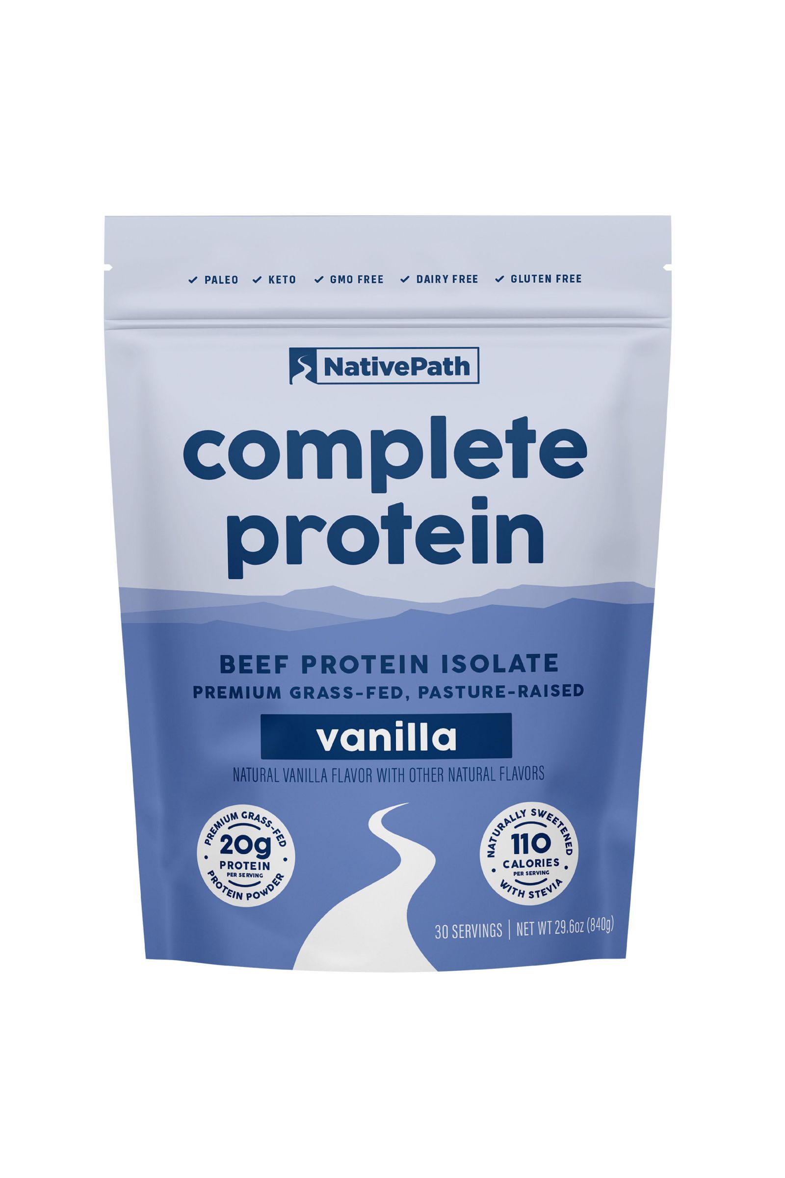 Изолят говяжьего протеина NativePath Complete Beef Protein Powder - 20g Protein, Vanilla Flavor, 30 Servings