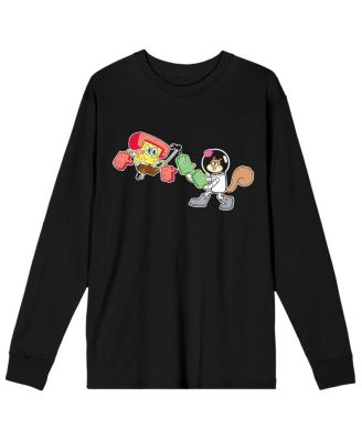 SpongeBob SquarePants Men's The Fighting with Sandy Long-Sleeve Graphic T-Shirt